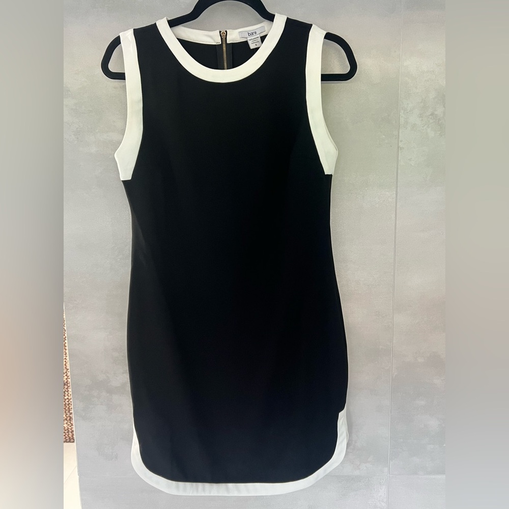 Bar III Black and White Sheath dress Fiji office party cocktail macys zipper